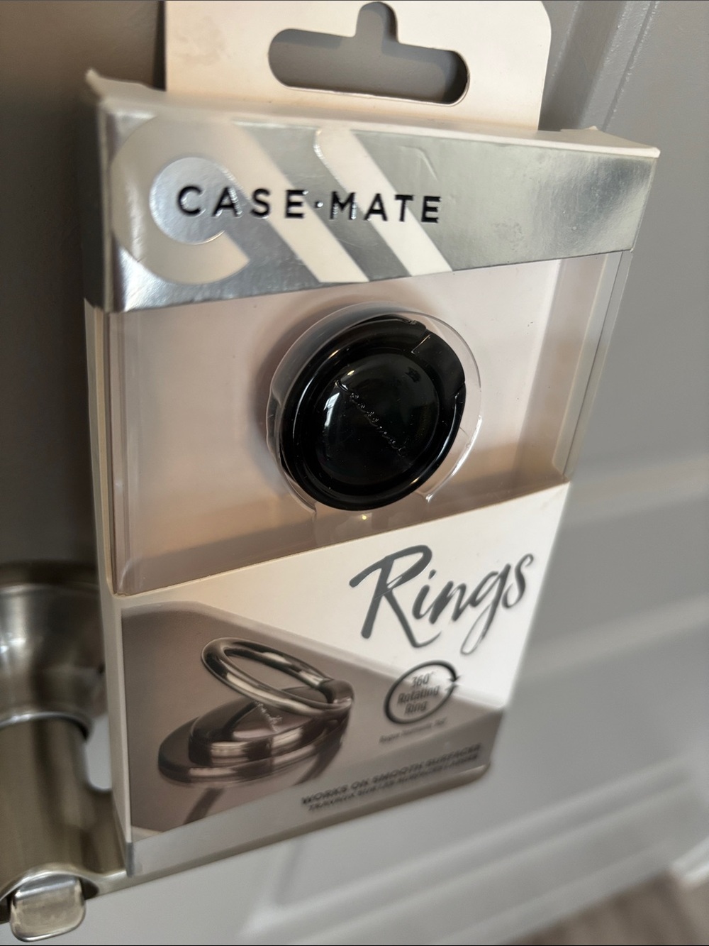CASE-MATE Phone Ring Holder with 360° Rotating Grip - Black - Picture 2 of 3